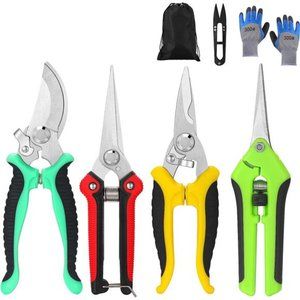 5 pack Garden Pruning Shears Stainless Steel Blades, Handheld Scissors Set